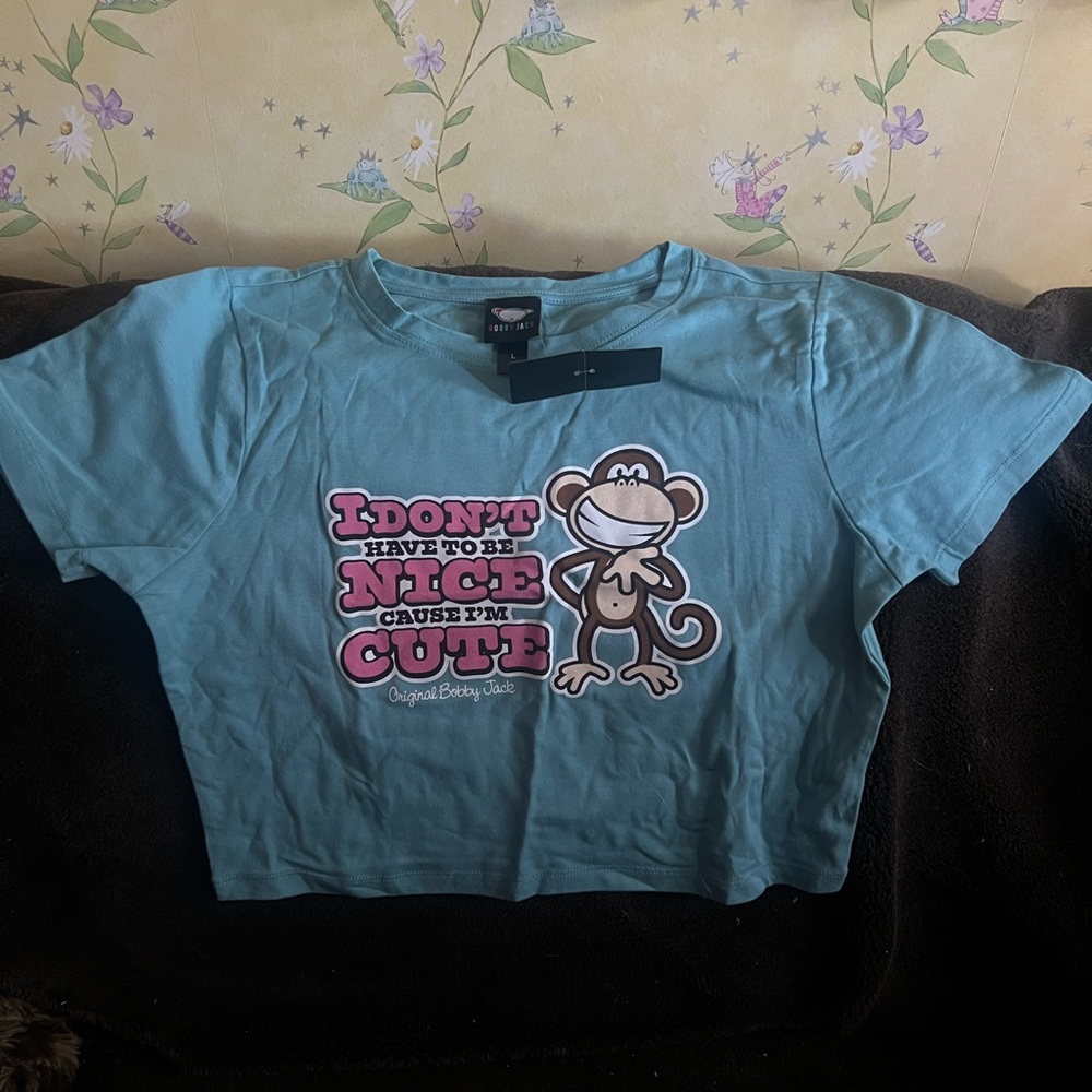 Original Betty Boop Women's Teal Monkey Graphic Tee